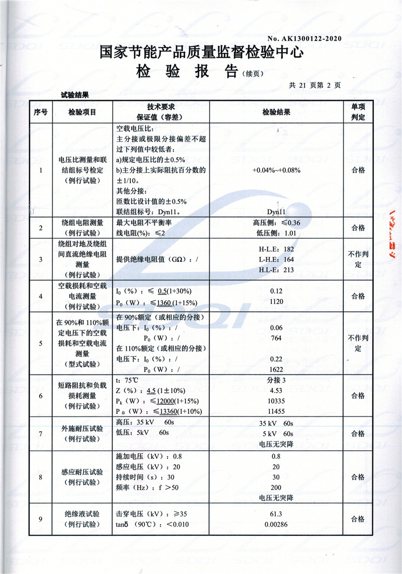 高低压试验报告-S11-1250渝水渝水渝水油浸式变压器-2.jpg